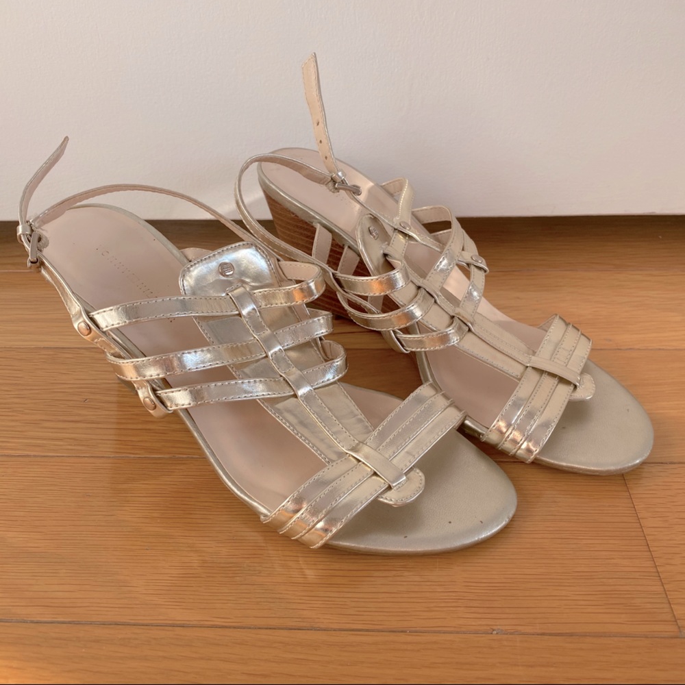 Tommy Hilfiger gold wedge sandals
